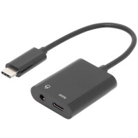 DIGITUS USB Verteilerkabel, USB-C + 3,5 mm Klinke, 0,2 m