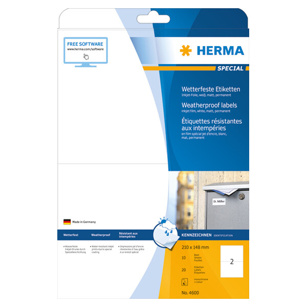 HERMA Wetterfeste Inkjet Folien-Etiketten, 105 x 148 mm