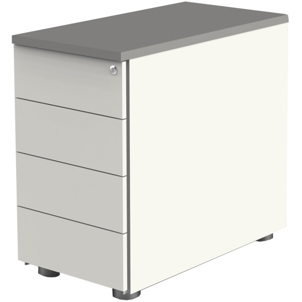 kerkmann Anstell-Container, 4 Schübe, weiß ahorn