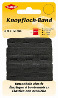KLEIBER Knopflochband, 12 mm x 3 m, schwarz