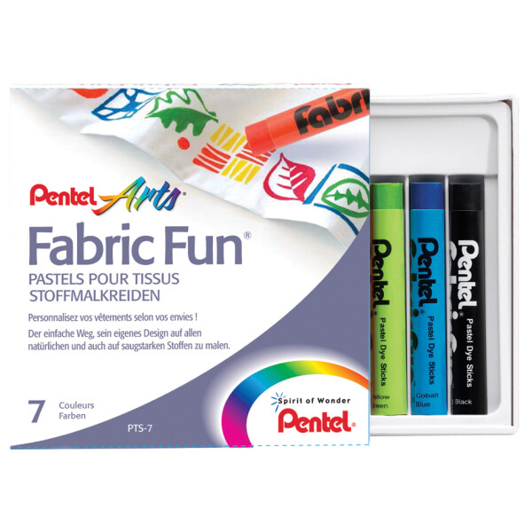 PentelArts Stoffmalkreide PTS, 7er Karton-Etui