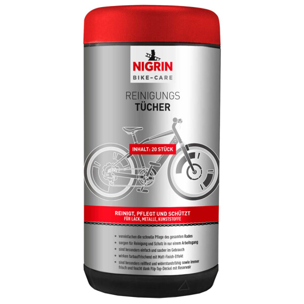 NIGRIN Bike-Care Fahrrad-Reinigungstücher, 20er Spenderbox