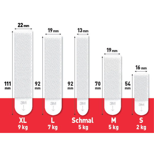 3M Command Bilder-Montagestreifen Strips, Größe: L, schwarz