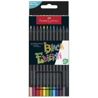 FABER-CASTELL Dreikant-Buntstifte Black Edition, 12er Etui