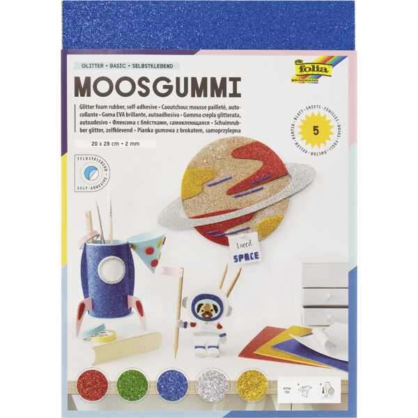 folia Glitter-Moosgummi, 200 x 290 mm, 5 Blatt, gold