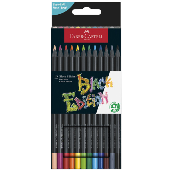 FABER-CASTELL Dreikant-Buntstifte Black Edition, 36er Etui