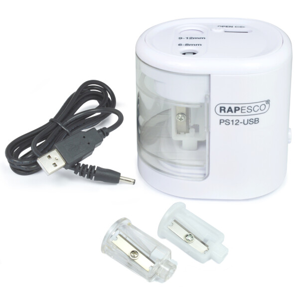 RAPESCO Elektrischer Doppel-Spitzer PS12-USB, weiß
