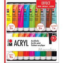 Marabu Acrylfarben-Set "EFFECT", 18 x 36 ml
