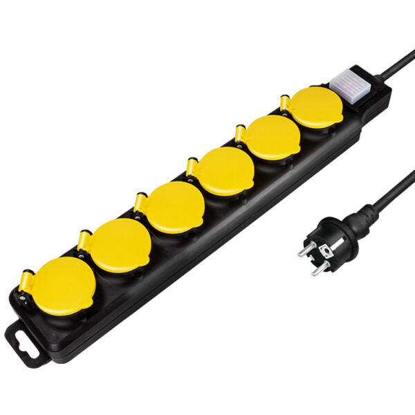 LogiLink Outdoor-Steckdosenleiste, 5-fach, schwarz, IP44