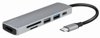 LogiLink USB-C 6-in-1 Multifunktions-Hub, silber