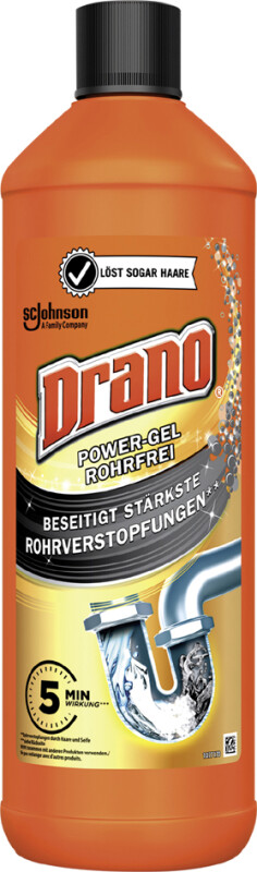 Drano Abflussreiniger POWER-GEL ROHRFREI, 1 Liter