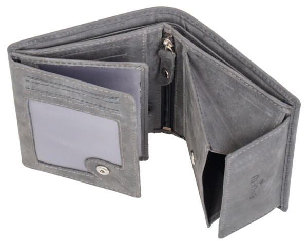 PRIDE&SOUL Geldbörse RFID, im Hochformat, aus Leder, grau