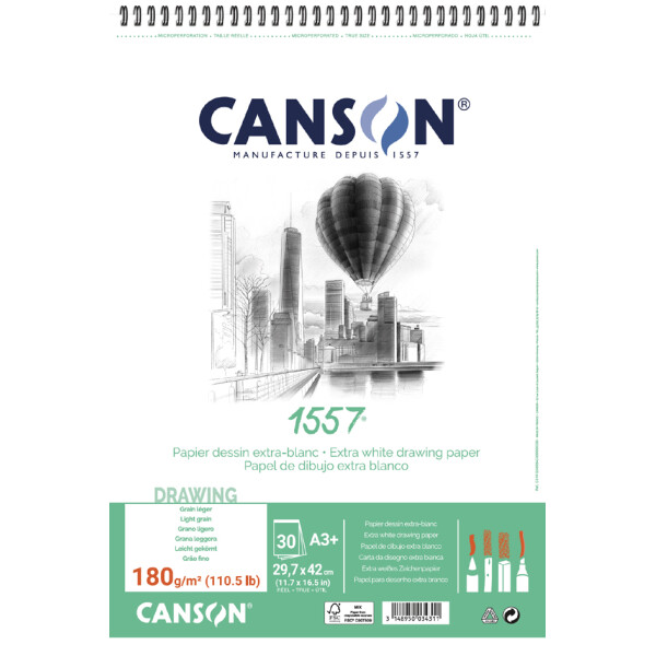 CANSON Zeichenpapierblock 1557, DIN A4, 120 g qm, 50 Blatt