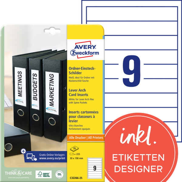 AVERY Zweckform Ordnerrücken-Einsteck-Schilder Home Office