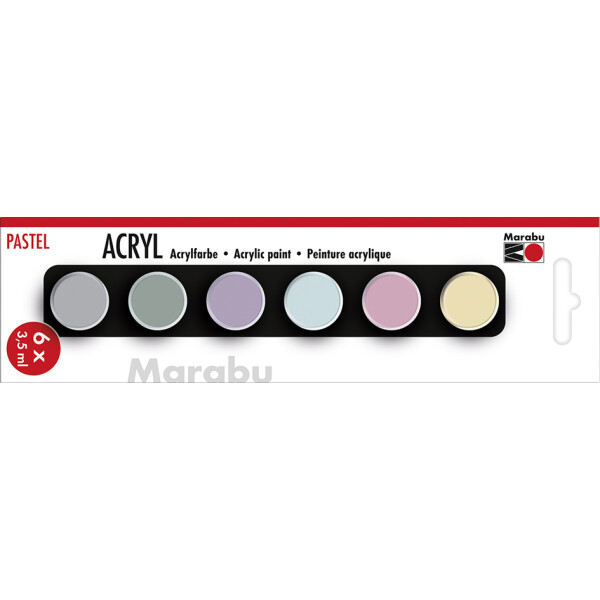 Marabu Acrylfarben-Set "PASTELL", 6 x 3,5 ml