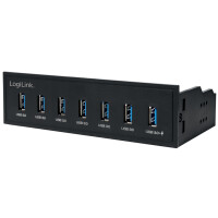 LogiLink 5,25" USB 3.0 Hub mit Schnellladeport, 7-Port