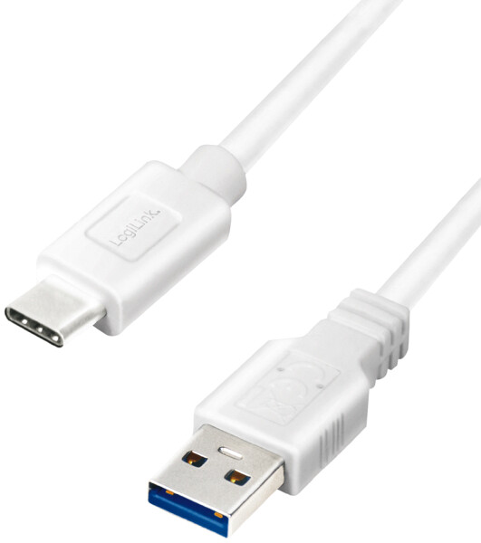 LogiLink USB 3.2 Kabel, USB-A - USB-C Stecker, 2,0 m, weiß