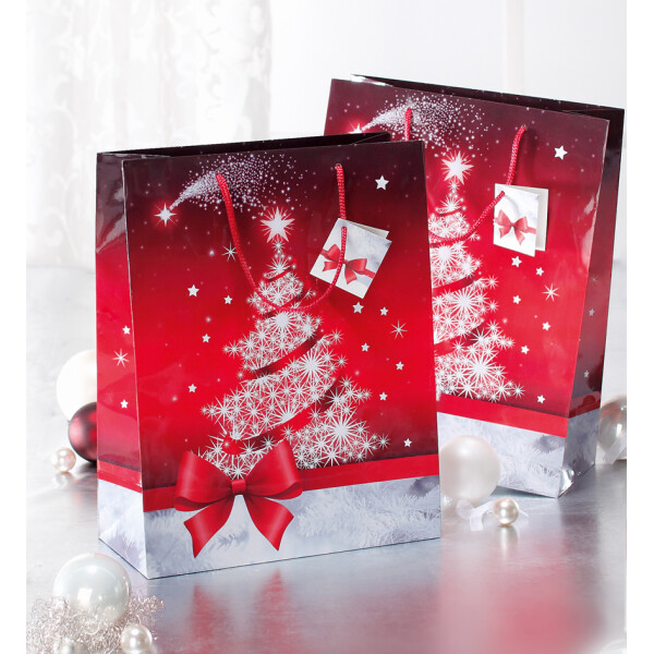 sigel Weihnachts-Geschenktüte "Sparkling Tree", groß