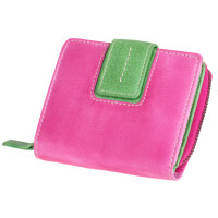 MIKA Damengeldbörse, aus Leder, Farbe: pink-grün