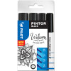 PILOT Pigmentmarker PINTOR, medium, 4er Set "BLACK"
