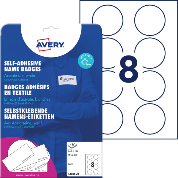 AVERY Zweckform Laser-Namens-Etiketten, 85 x 50 mm, oval