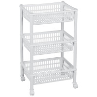 plast team Aufbewahrungs-Trolley, mit 3 Körben, silber