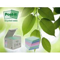 Post-it Haftnotizen Recycling notes, 76 x 76 mm, mehrfarbig