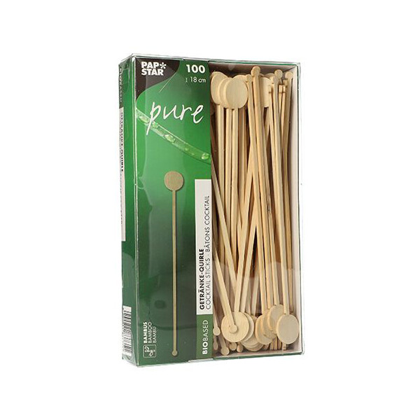 PAPSTAR Getränke-Quirle "pure", aus Bambus, Länge: 180 mm