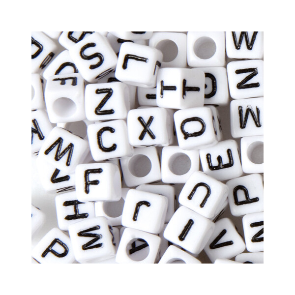 folia Buchstaben-Perlen, eckig, 100 Stück, weiß