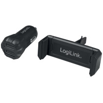 LogiLink USB-KFZ-Ladegerät & Smartphone-Halter,...