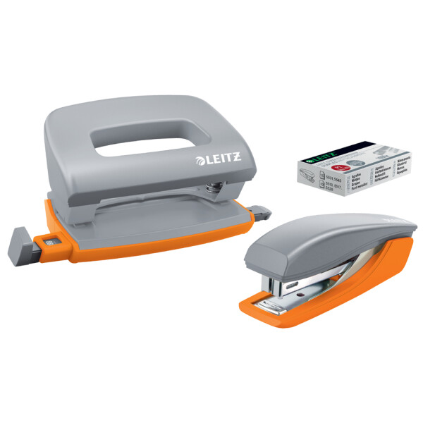 LEITZ Mini Heftger&auml;t- &amp; Locher-Set Urban Chic, dunkelgrau