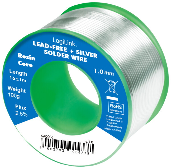 LogiLink Lötdraht, Durchmesser: 1 mm, 0,7% Kupfer, 100 g