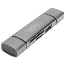 DIGITUS Dual Card Reader Hub USB-C USB 3.0, OTG, grau
