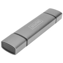 DIGITUS Dual Card Reader Hub USB-C USB 3.0, OTG, grau